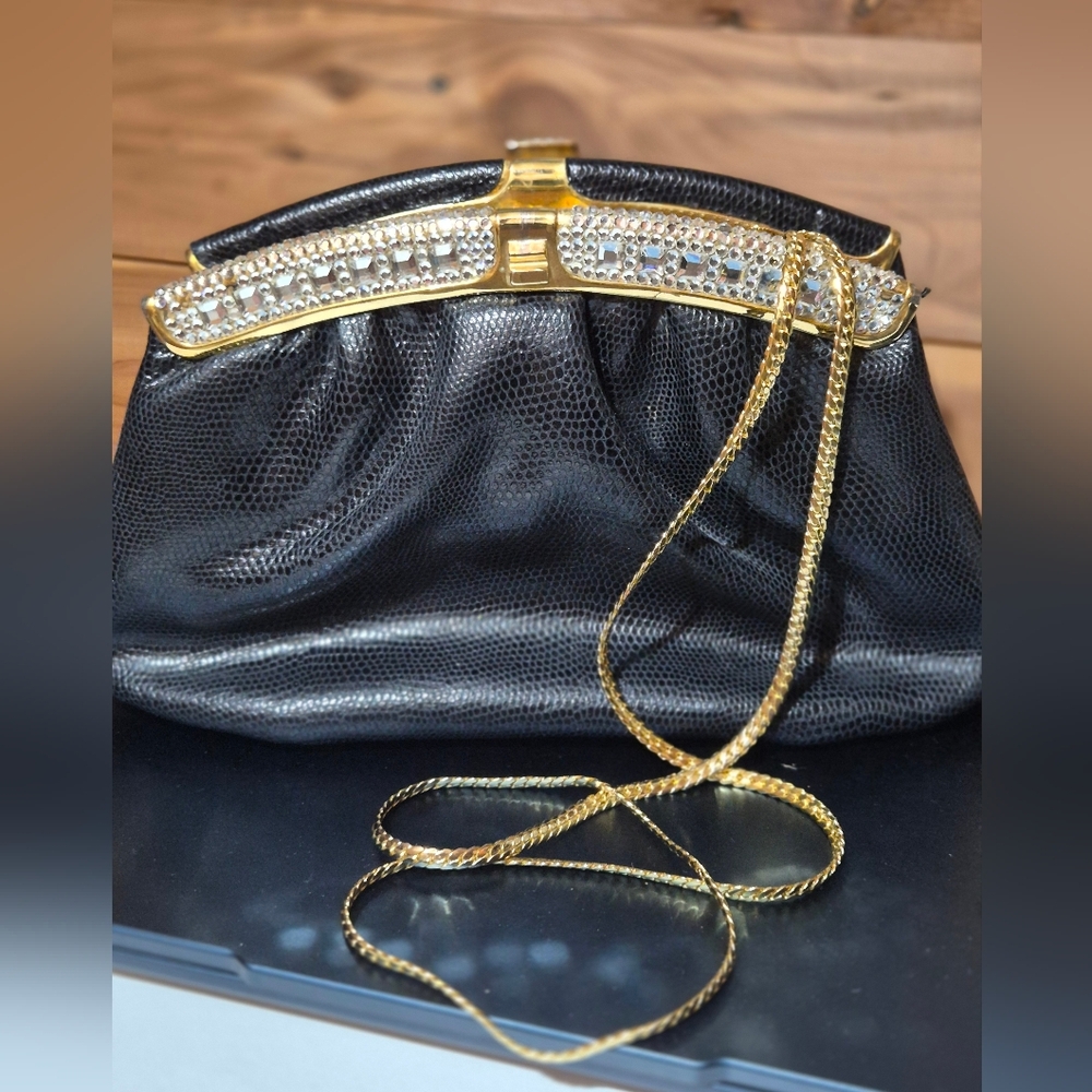 Unique Vintage Black and Gold Mini Bag